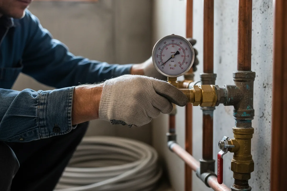 Pressure testing a repaired line during Water Line Repair in Young Harris